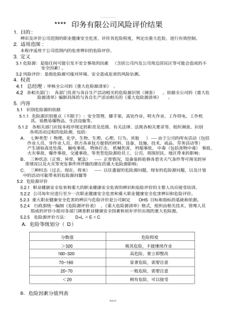印务有限公司危险源识别和风险评价控制程序