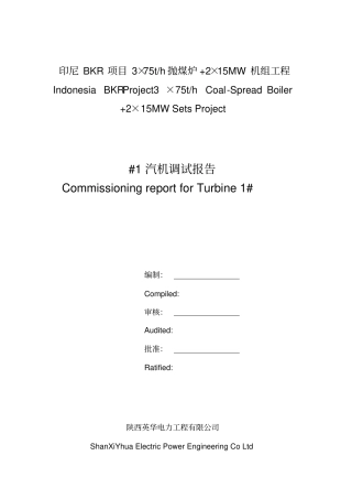 印尼泗水BKR项目#1汽轮机调试报告