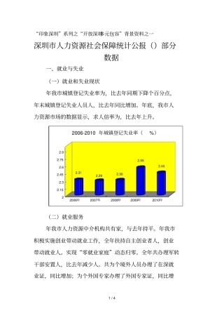 印象深圳系列之开放深圳多元包容背景资料之一