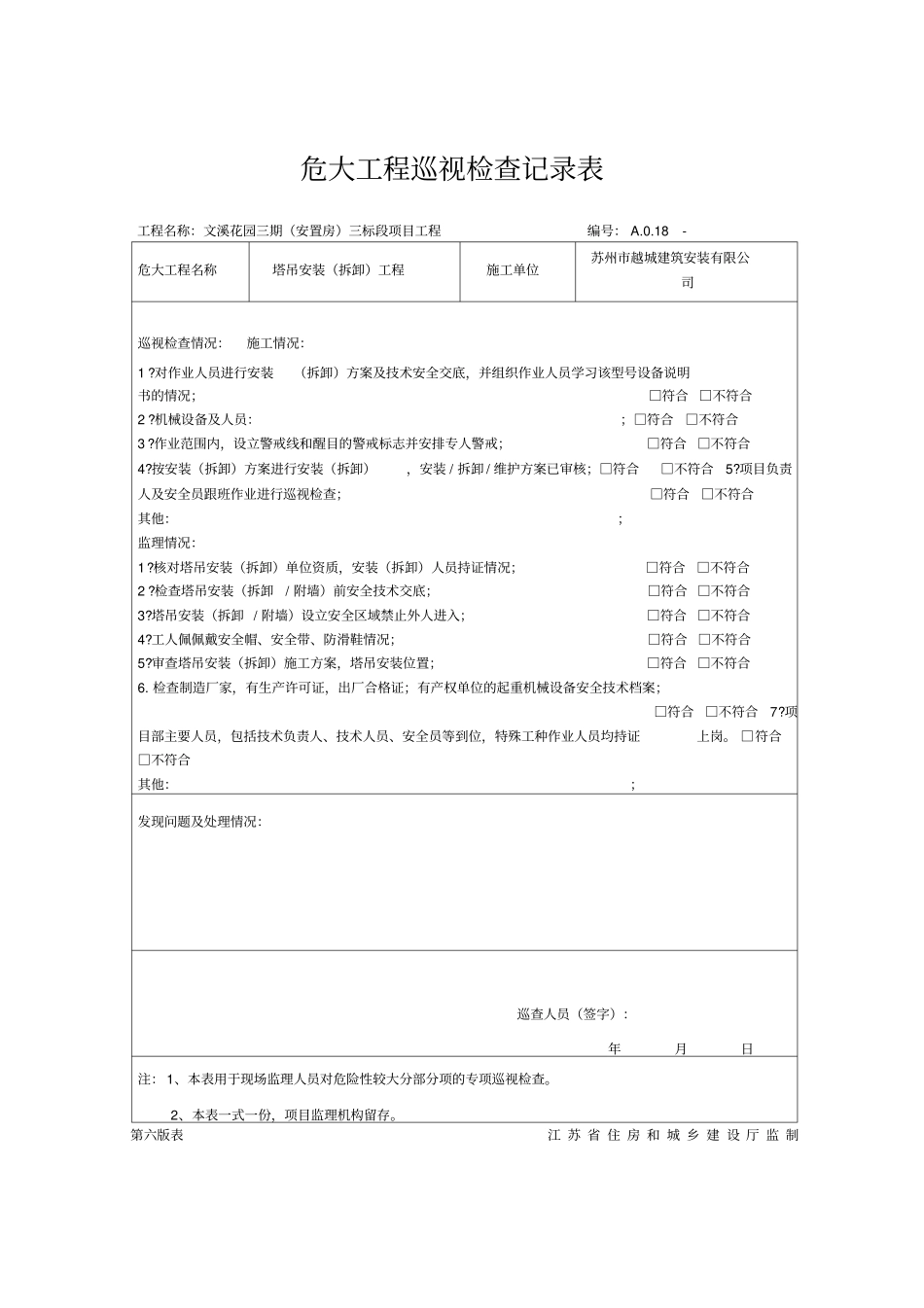 危大巡视检查记录表塔吊_第1页