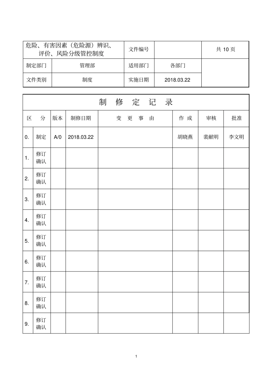 危险、有害因素危险源辨识、评价、风险分级管控制度_第1页