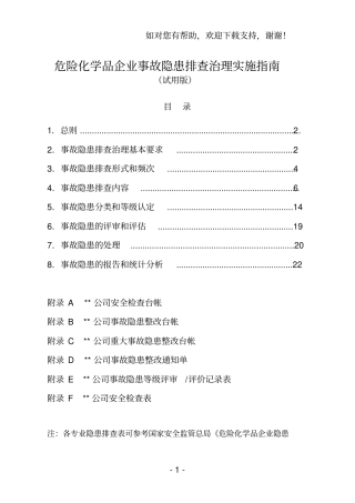 危险化学品企业事故隐患排查治理实施