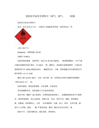 危险化学品安全周知卡氧气,氩气,CO2