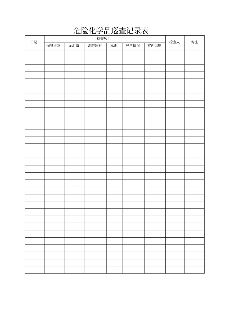 危险品仓库检查记录表_第1页
