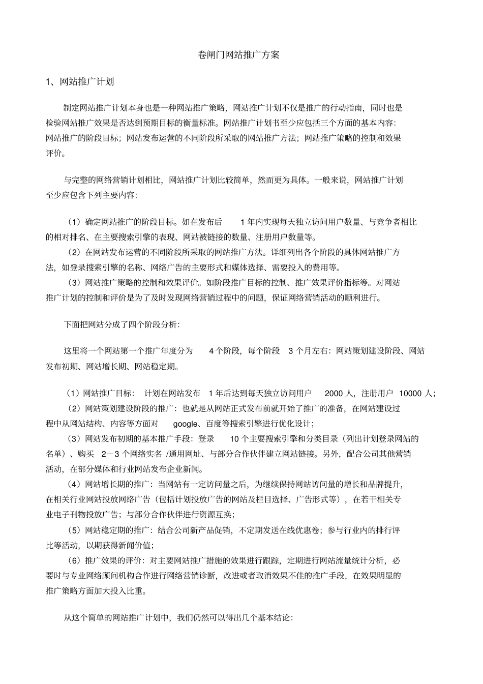 卷闸门网站推广方案_第1页