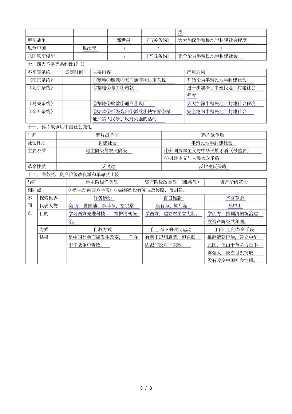 历史与社会八下复习——表格题_第3页