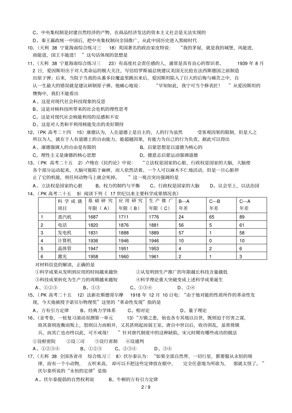 历史必修专题错题精选_第2页