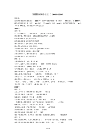 历报刊网络佳谜