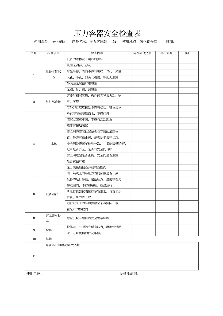 压力容器月度安全检查表_第3页