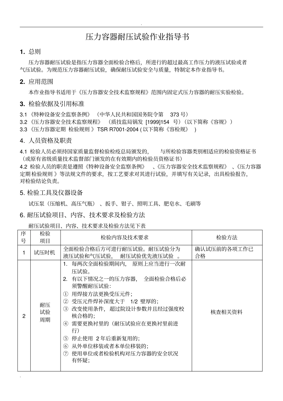 压力容器耐压试验作业指导书_第1页