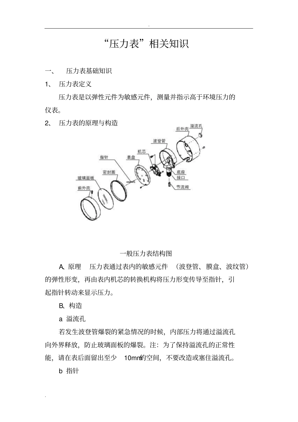 压力表基础知识概况、_第1页