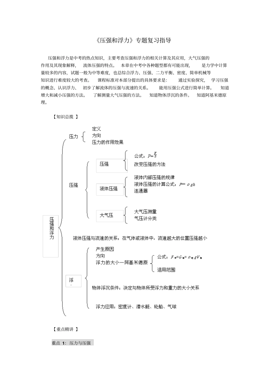 压强和浮力专题复习指导_第1页