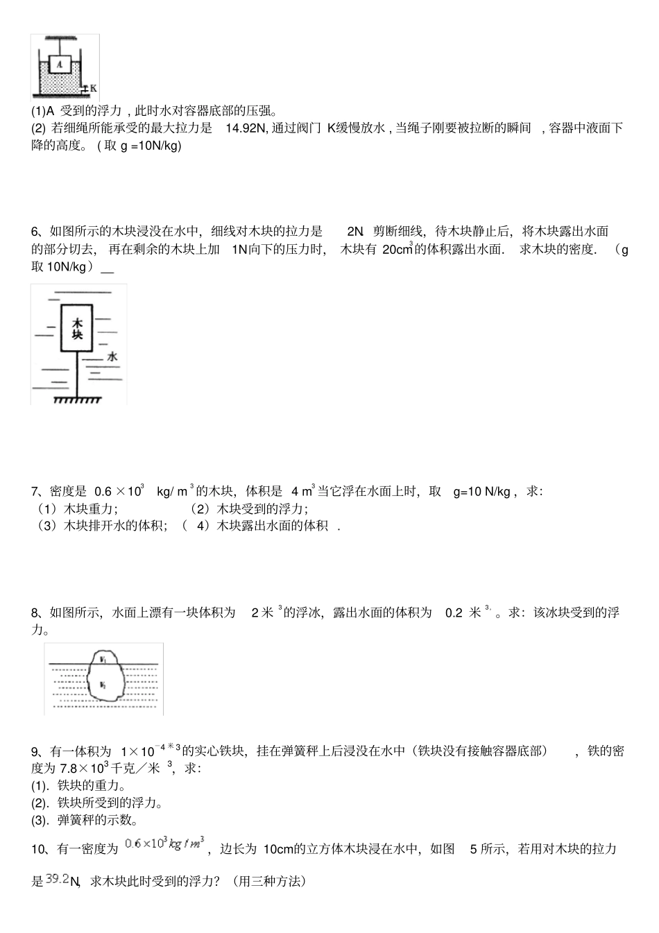 压强浮力计算题精选与答案_第2页