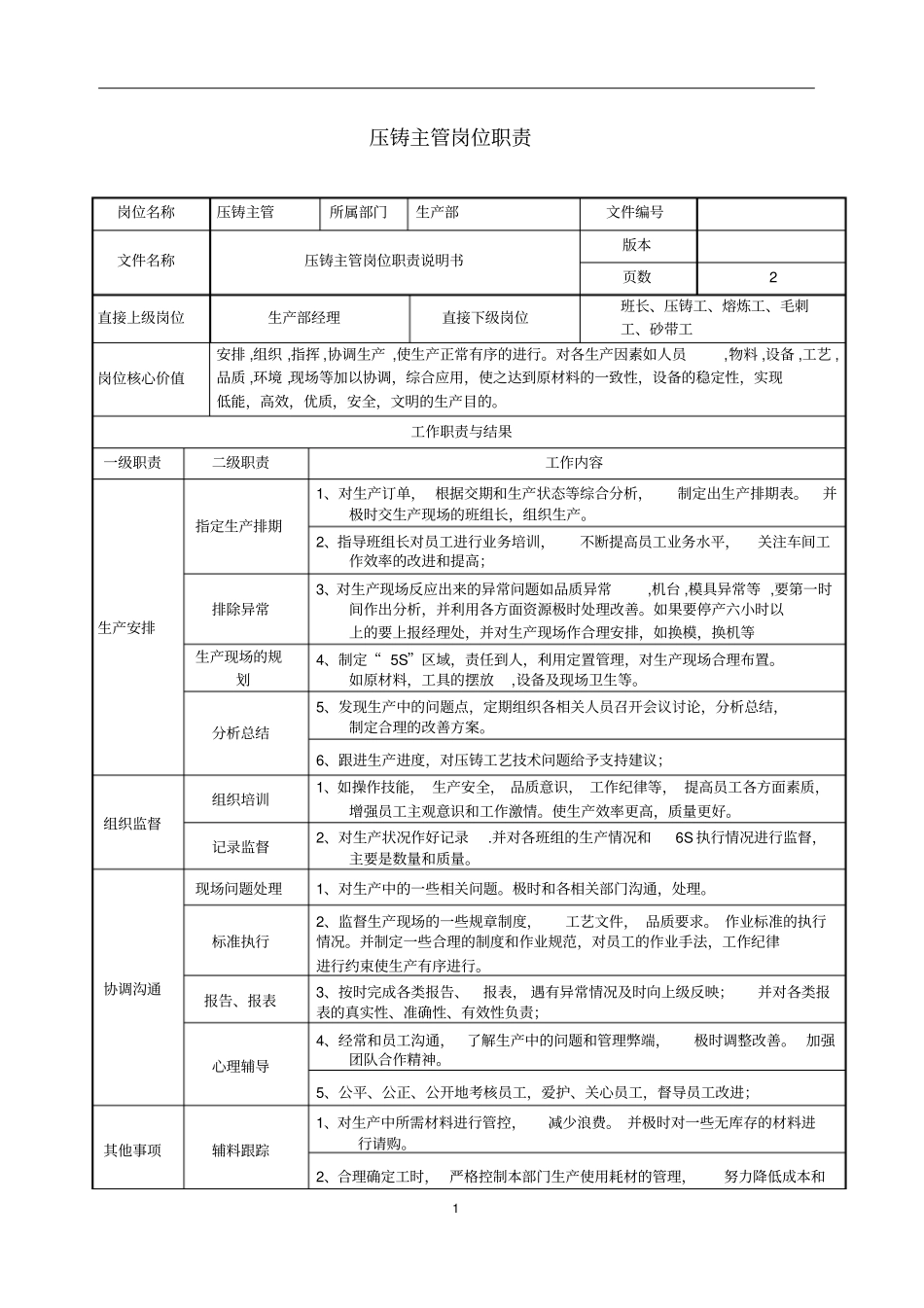 压铸主管岗位职责_第1页