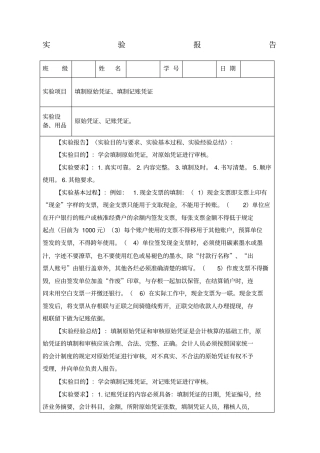 原始凭证和记账凭证试验报告