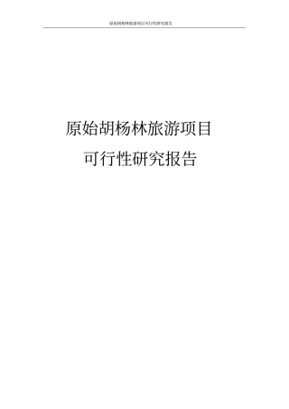 原始胡杨林旅游项目可行性研究报告