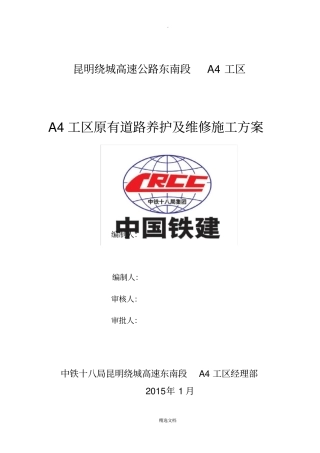 原有道路养护及维修专项方案