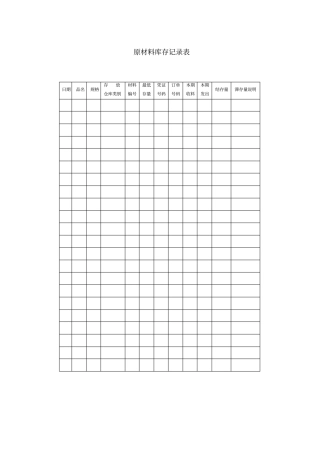 原材料库存记录表
