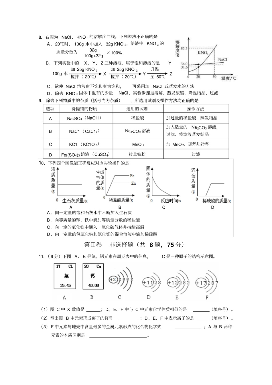 厦门双十中学初三第二次模拟考试化学试题_第2页
