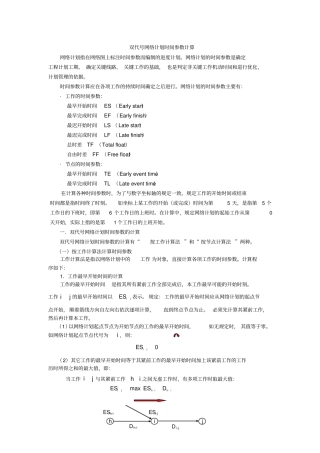 双代网络计划时间参数计算