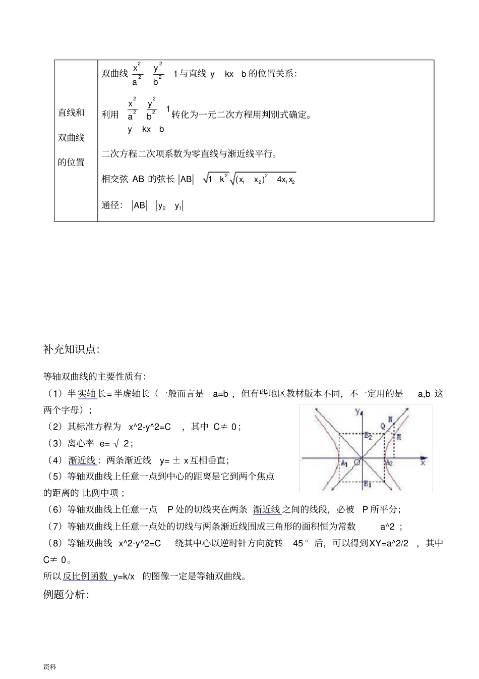 双曲线知识点归纳总结例题分析_第3页