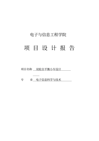 双轮自平衡小车项目设计报告
