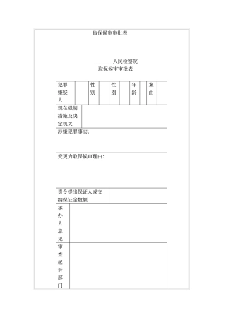 取保候审审批表