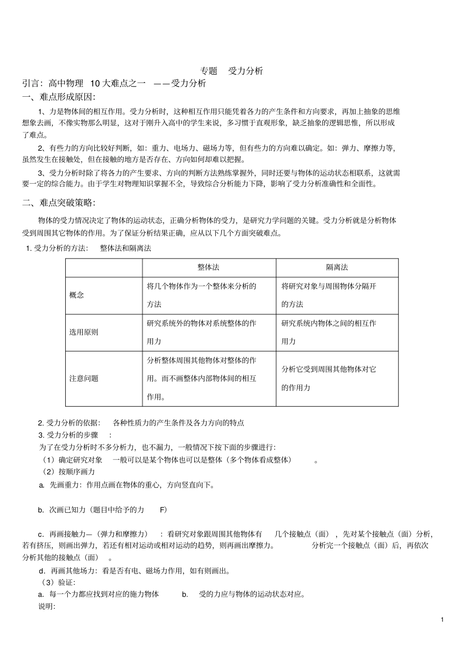 受力分析专题以及练习汇总_第1页