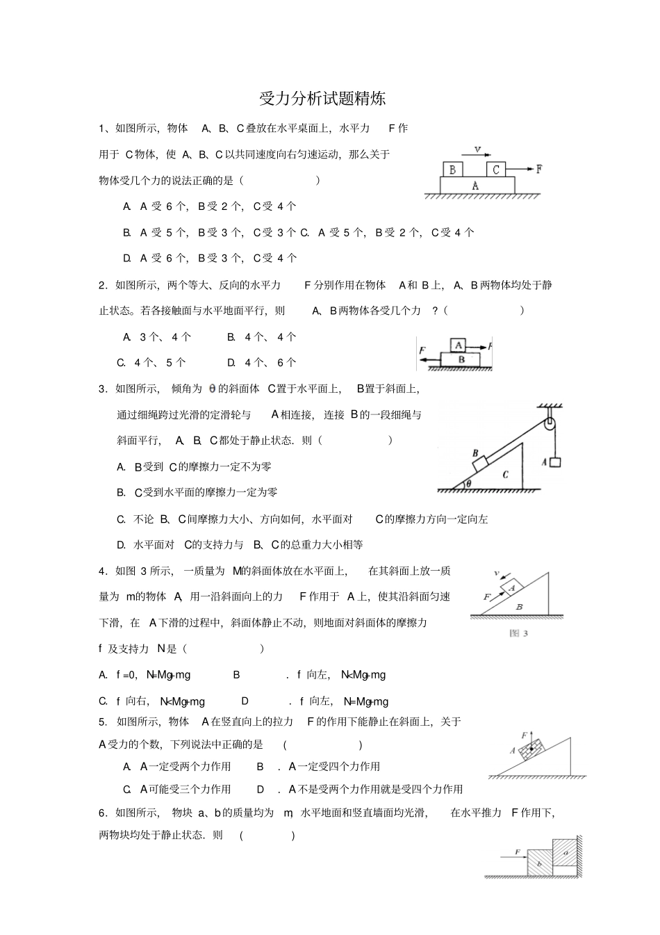 受力分析专题练习含答案详解汇总_第1页