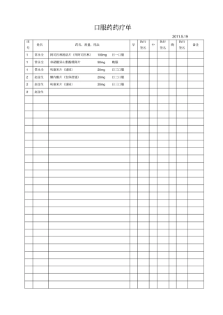 口服药疗单格式与样例