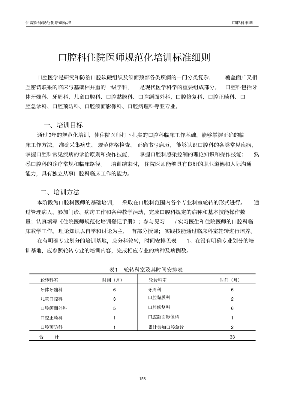 口腔科住院医师规范化培训标准细则知识_第1页