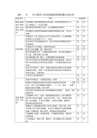 口腔科感染管理质量自查表
