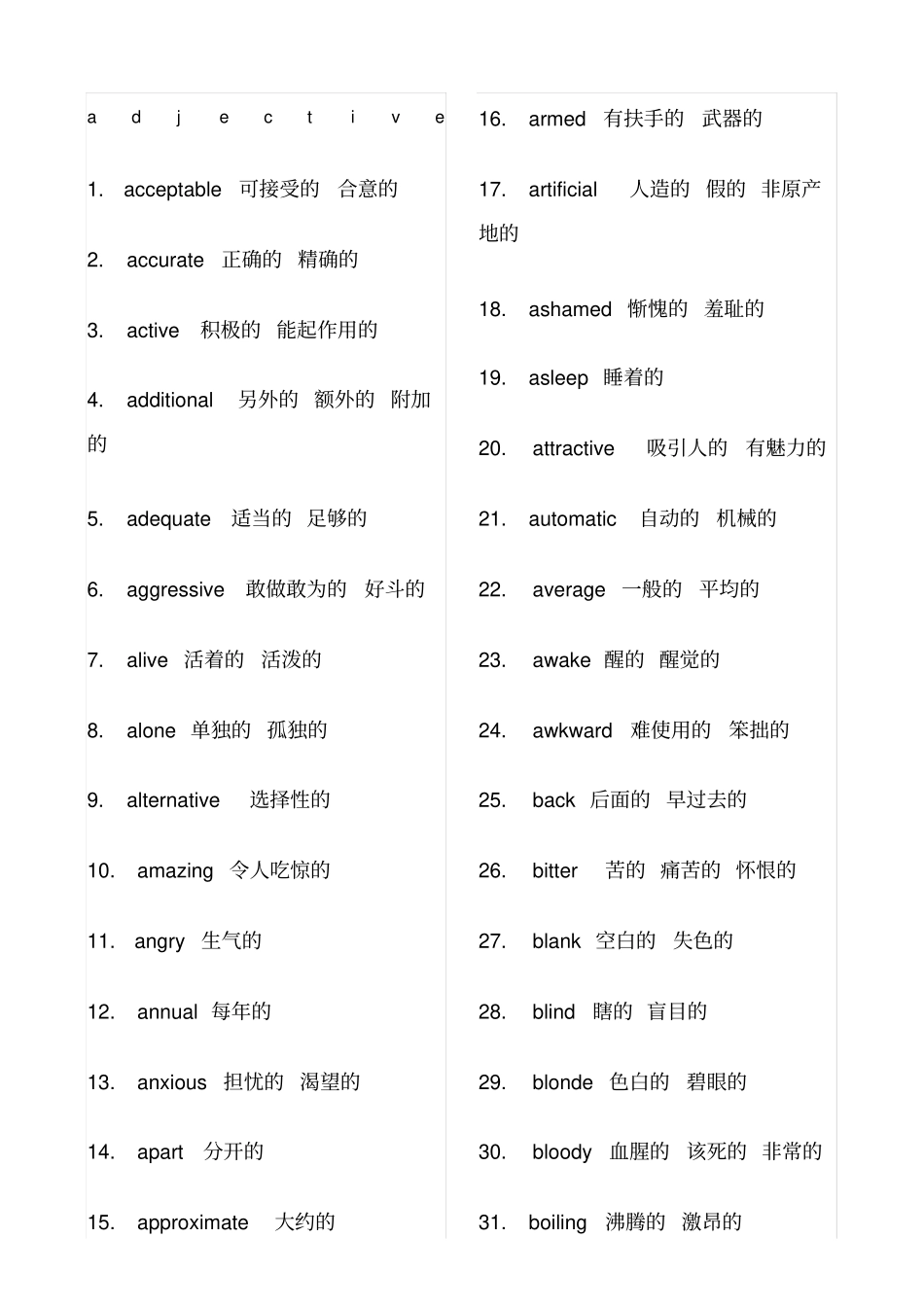 口语必备_英语最常用单词3000个adjective_第1页