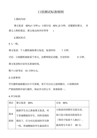 口语测试标准细则