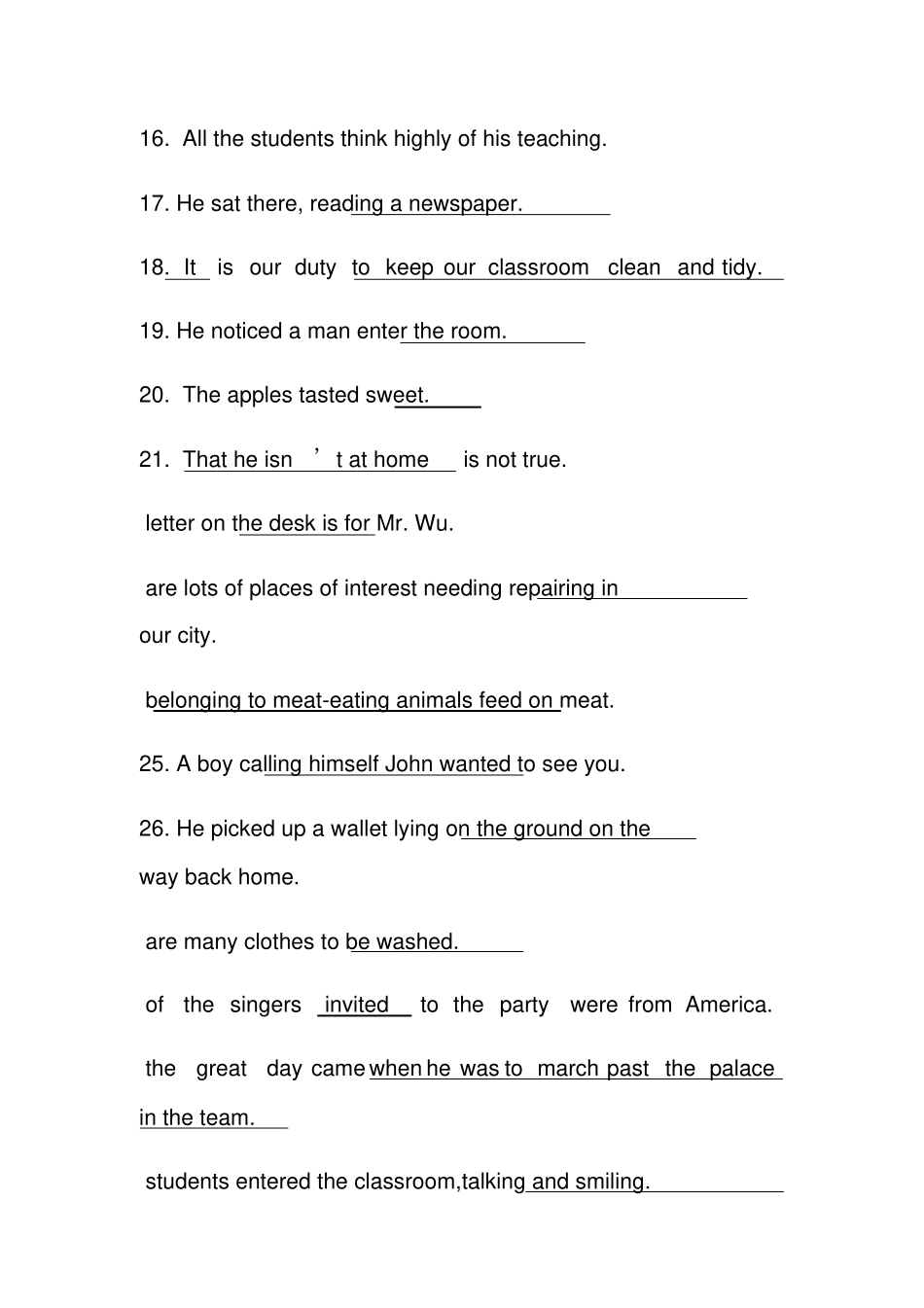 句子结构和成分练习_第2页