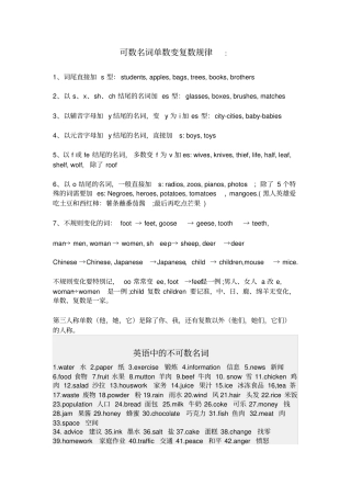 可数名词单数变复数规律