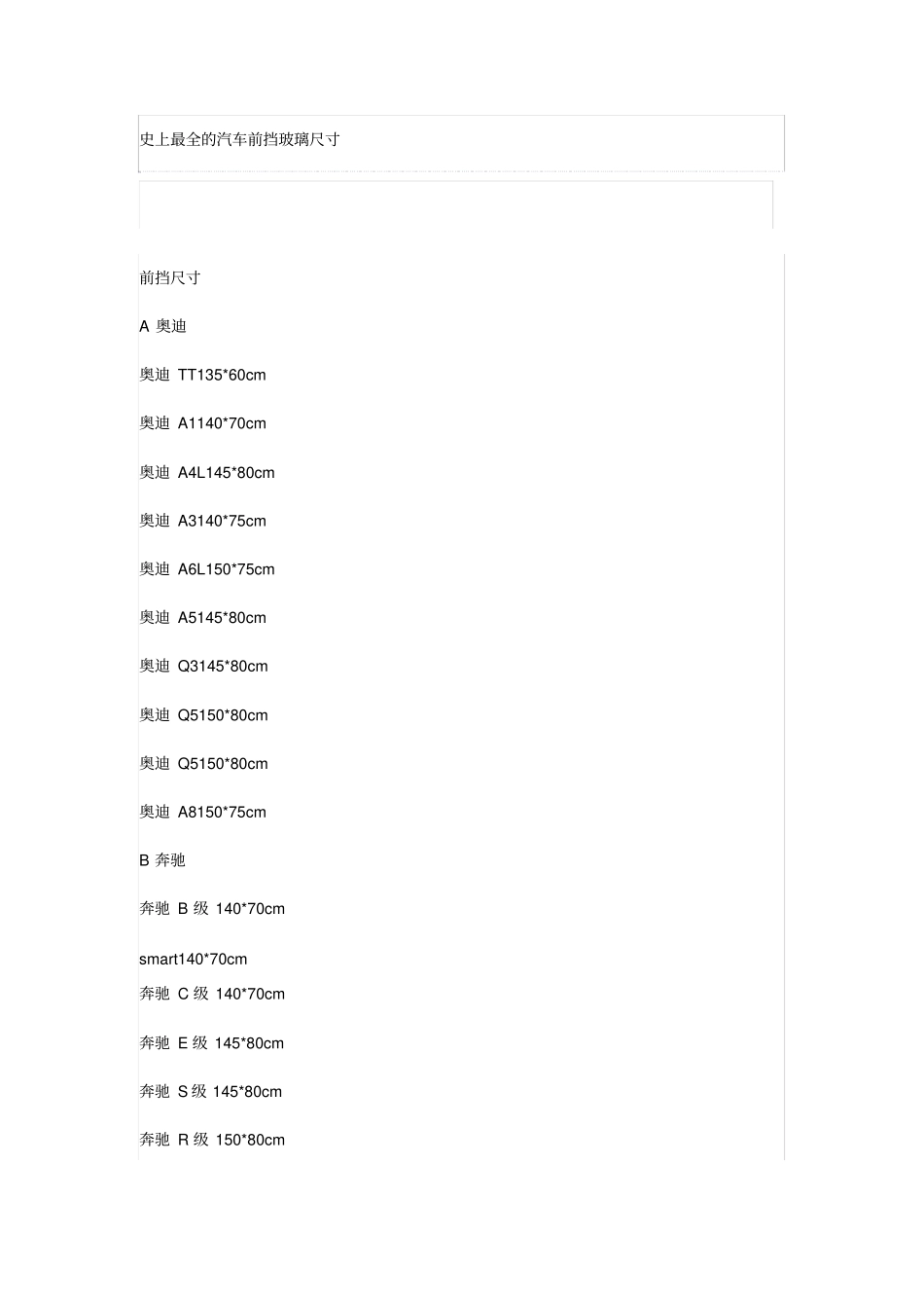 史上最全的汽车前挡玻璃尺寸讲解_第1页