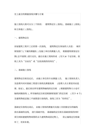 史上最全的测量放线步骤与方案