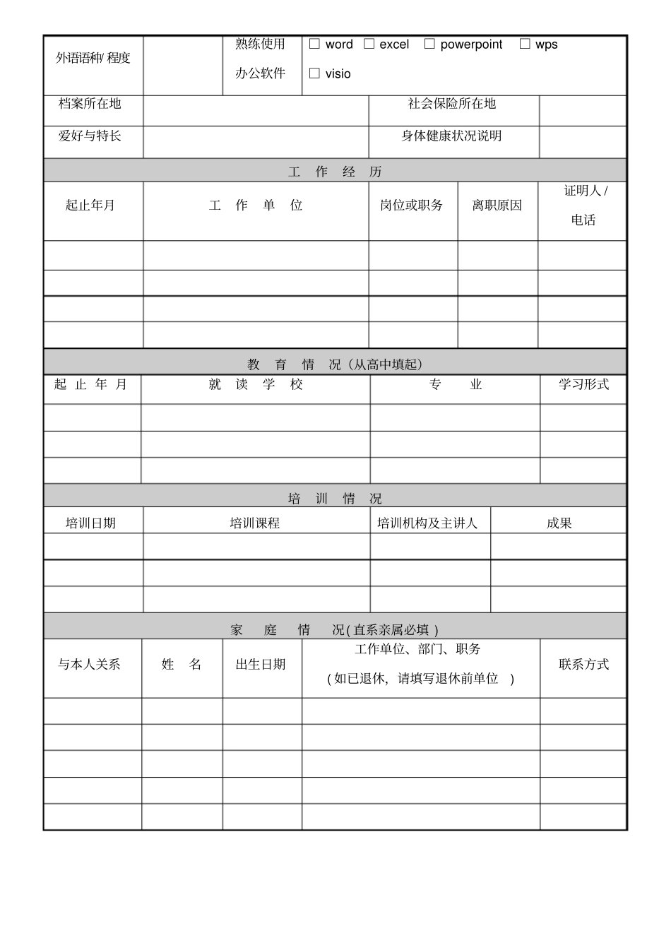 史上最详细的应聘人员登记表_第2页