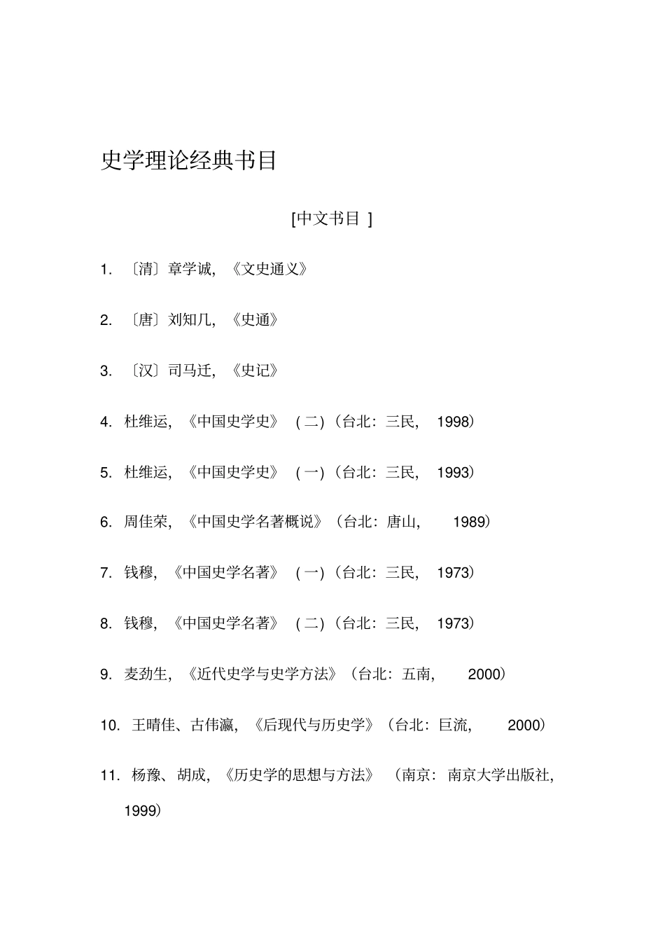 史学理论经典书目_第1页