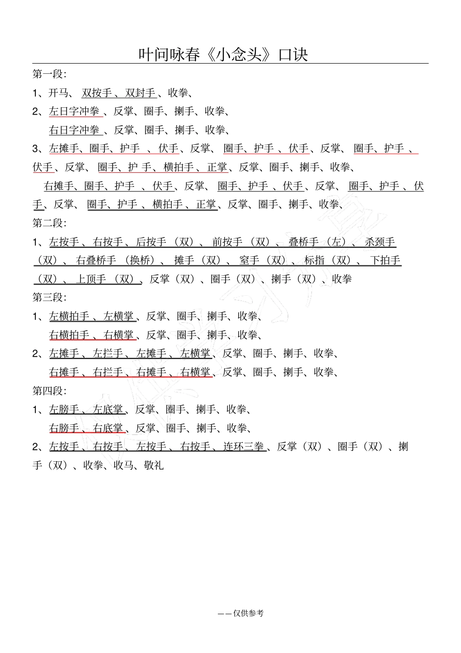 叶问咏春小念头口诀_第1页