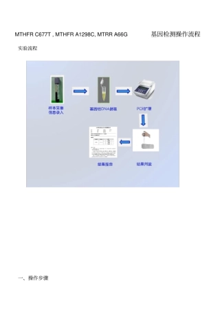 叶酸代谢能力基因检测操作流程