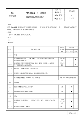 司机室阅读灯成品检验规范