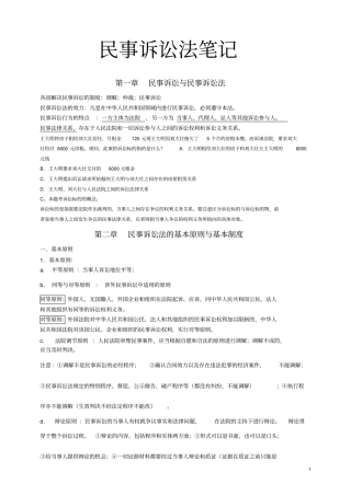 司法考试复习民事诉讼法笔记