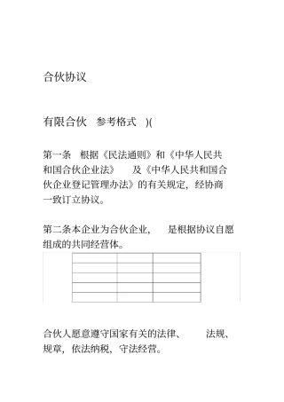 合伙人合伙协议书模板