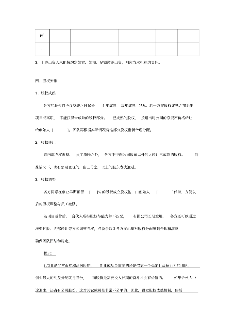 合伙创业协议书模板推荐_第3页