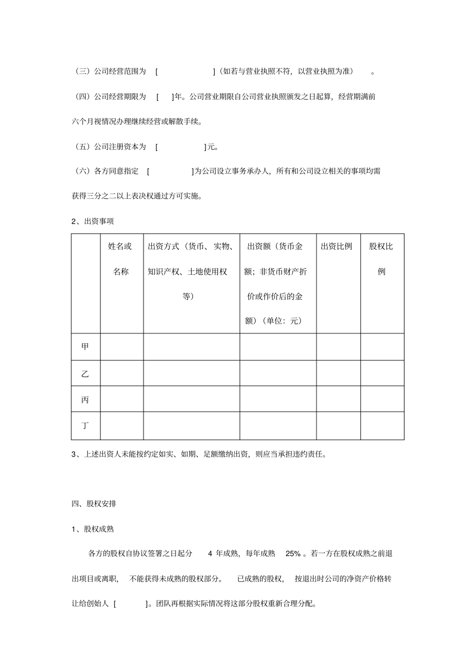 合伙创业协议合同模板推荐_第2页