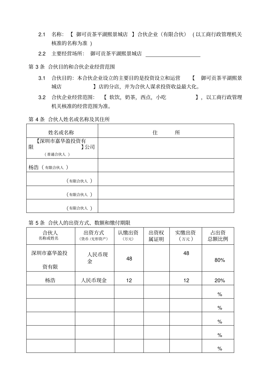 合伙协议合同合同众筹执行版_第2页