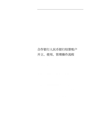 合作银行人民币银行结算账户开立、使用、管理操作流程