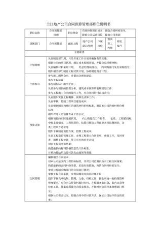 合同预算部经理
